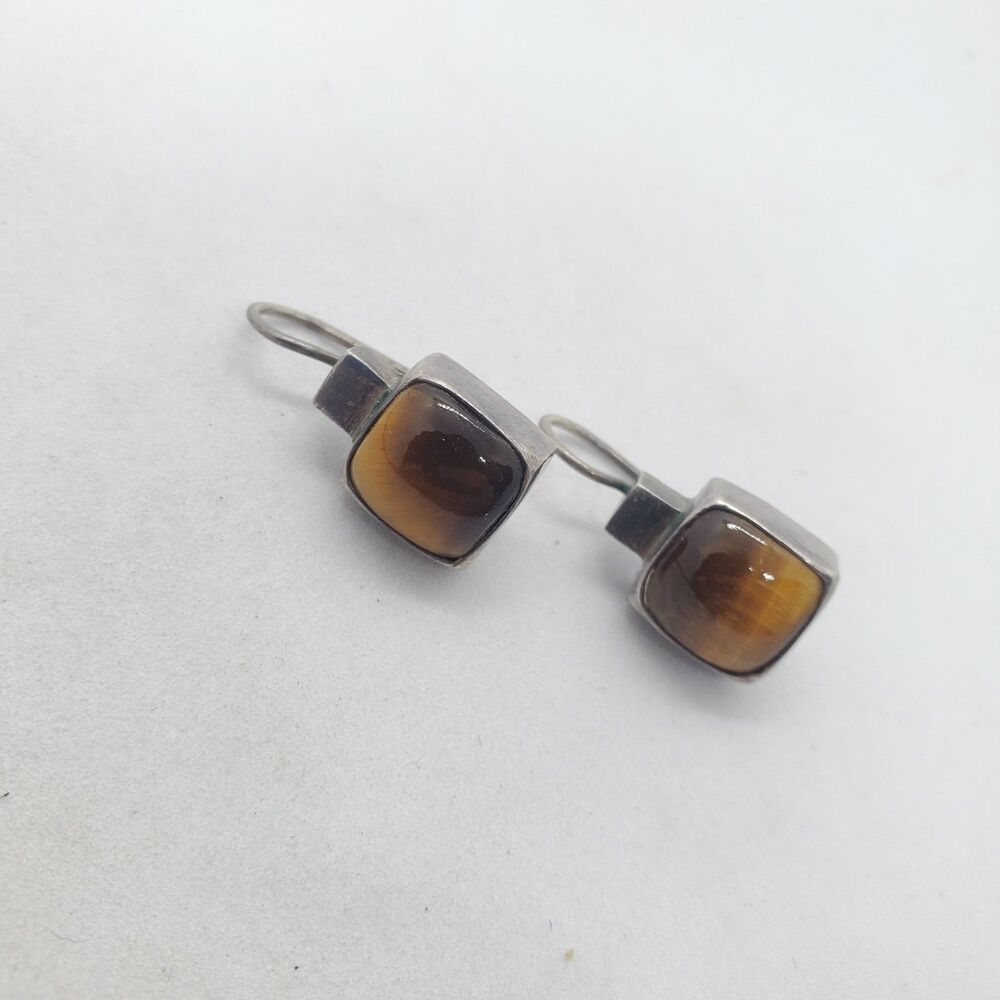 Sterling Silver Tigers Eye Earrings 925